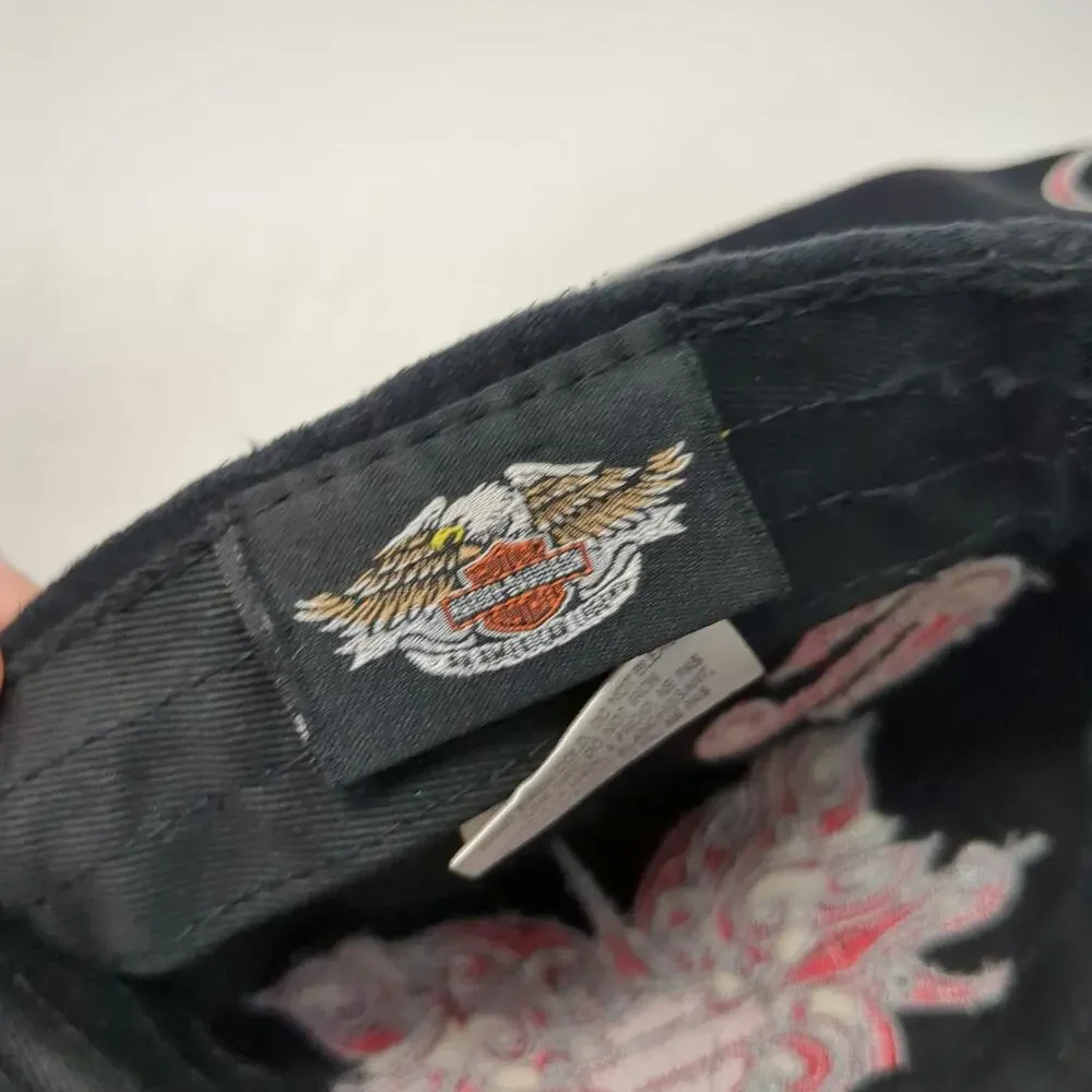 Harley-Davidson Baseball Cap Black Red Silver One Size Tribal Embroidery Hat